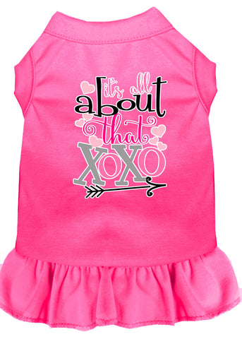 All About The Xoxo Screen Print Dog Dress Bright Pink 4x