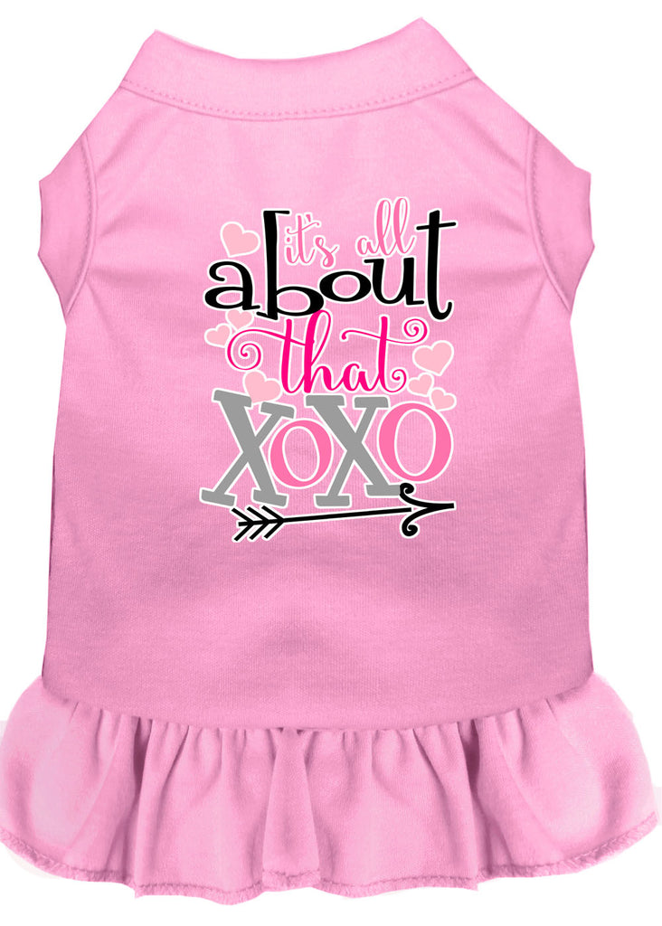 All About The Xoxo Screen Print Dog Dress Light Pink Med