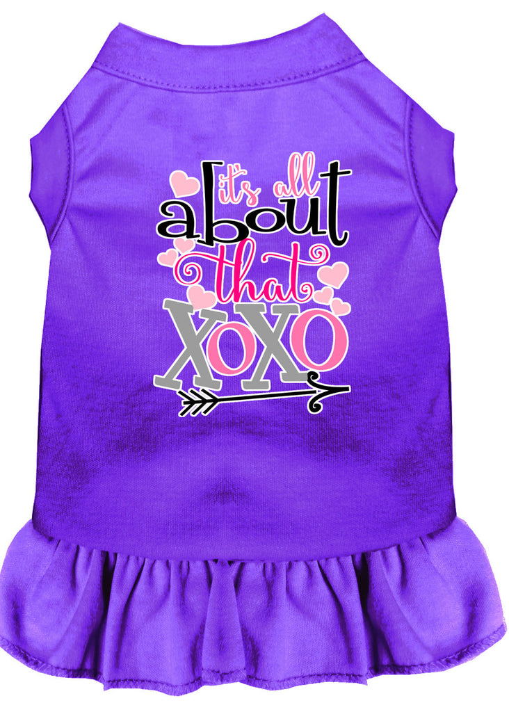 All About The Xoxo Screen Print Dog Dress Purple Med