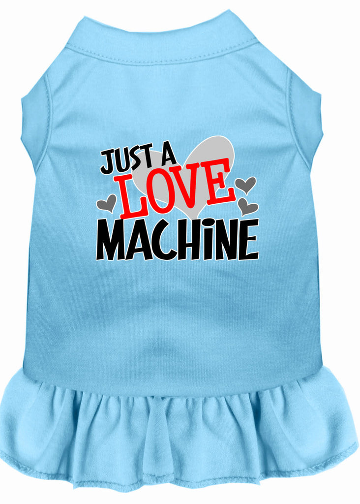 Love Machine Screen Print Dog Dress Baby Blue 4x