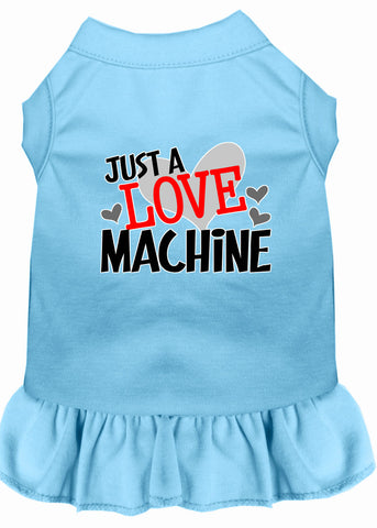 Love Machine Screen Print Dog Dress Baby Blue Xs