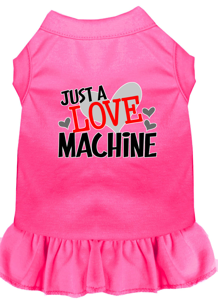 Love Machine Screen Print Dog Dress Bright Pink 4x