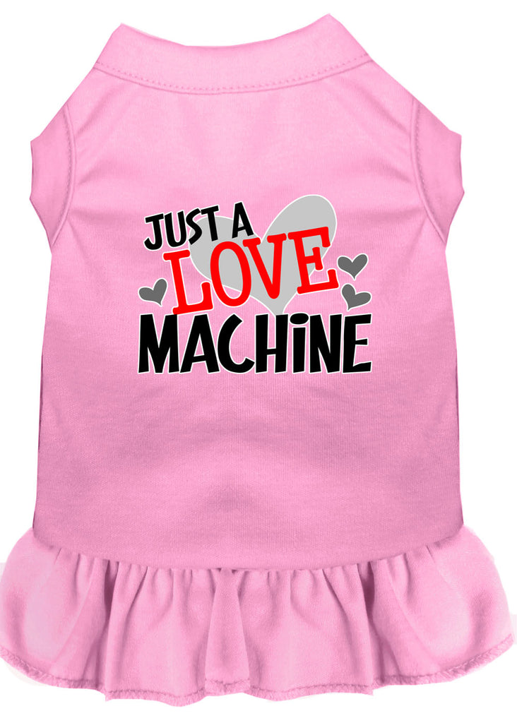 Love Machine Screen Print Dog Dress Light Pink 4x