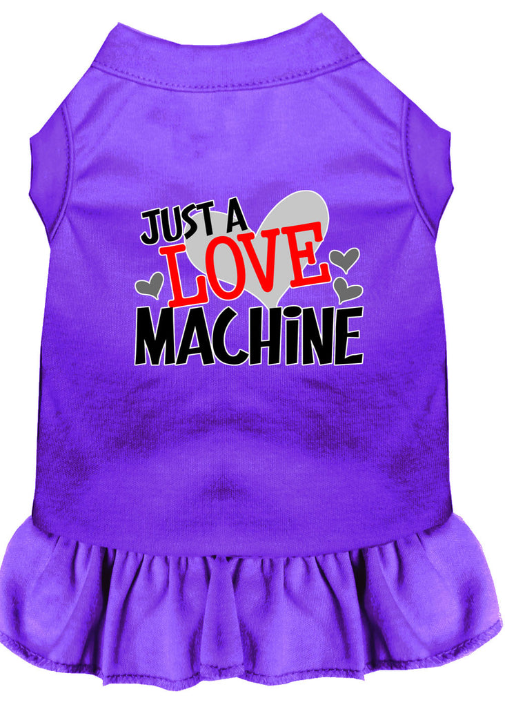 Love Machine Screen Print Dog Dress Purple 4x