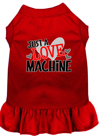 Love Machine Screen Print Dog Dress Red Xs