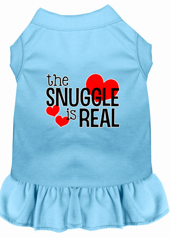 The Snuggle Is Real Screen Print Dog Dress Baby Blue 4x