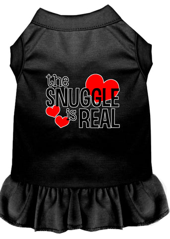 The Snuggle Is Real Screen Print Dog Dress Black Med