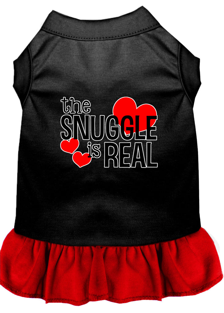 The Snuggle Is Real Screen Print Dog Dress Black With Red Lg