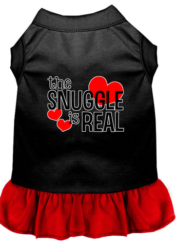 The Snuggle Is Real Screen Print Dog Dress Black With Red Lg