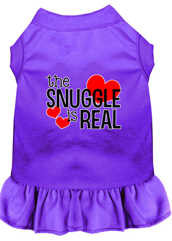 The Snuggle Is Real Screen Print Dog Dress Purple 4x