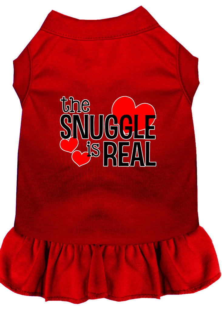 The Snuggle Is Real Screen Print Dog Dress Red 4x