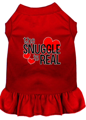 The Snuggle Is Real Screen Print Dog Dress Red 4x