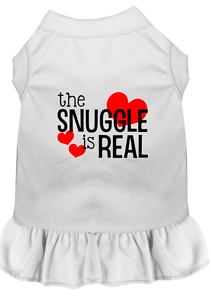 The Snuggle Is Real Screen Print Dog Dress White 4x