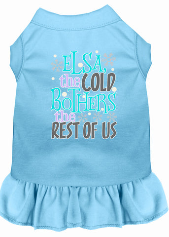 Elsa, The Cold Screen Print Dog Dress Baby Blue Lg