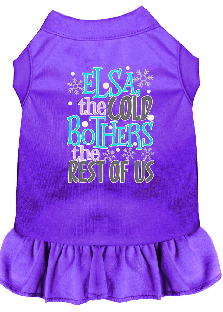 Elsa, The Cold Screen Print Dog Dress Purple 4x