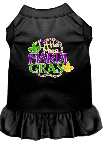 Miss Mardi Gras Screen Print Mardi Gras Dog Dress Black 4x