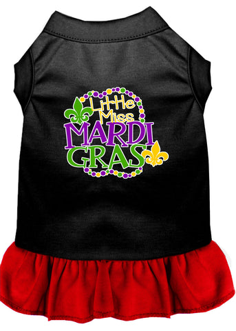 Miss Mardi Gras Screen Print Mardi Gras Dog Dress Black With Red Med