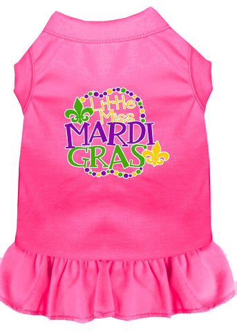 Miss Mardi Gras Screen Print Mardi Gras Dog Dress Bright Pink Lg