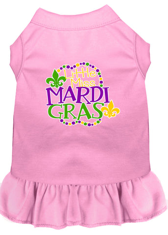 Miss Mardi Gras Screen Print Mardi Gras Dog Dress Light Pink Lg