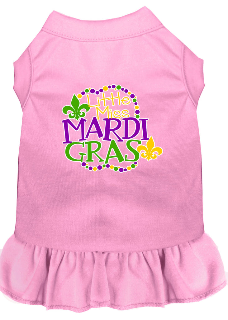 Miss Mardi Gras Screen Print Mardi Gras Dog Dress Light Pink Xs