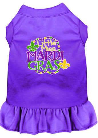 Miss Mardi Gras Screen Print Mardi Gras Dog Dress Purple Xs