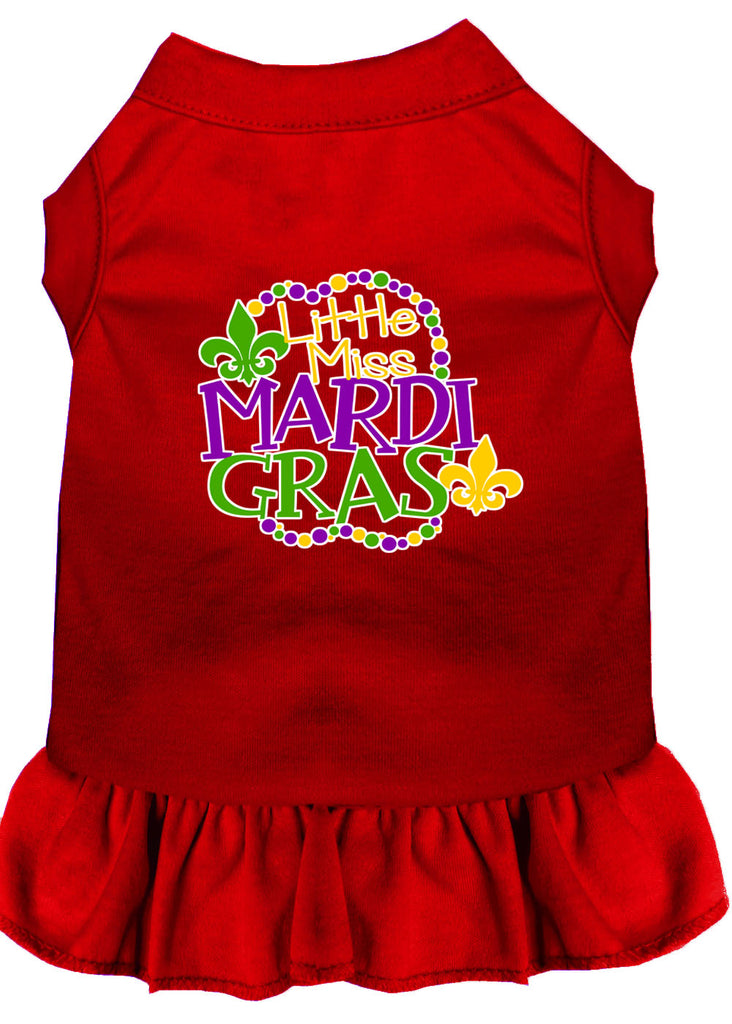 Miss Mardi Gras Screen Print Mardi Gras Dog Dress Red Xl