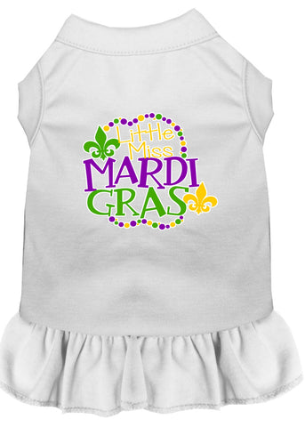 Miss Mardi Gras Screen Print Mardi Gras Dog Dress White 4x