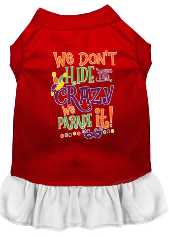We Don't Hide The Crazy Screen Print Mardi Gras Dog Dress Red With White Xxxl