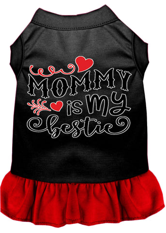 Mommy Is My Bestie Screen Print Dog Dress Black With Red Xs (8)