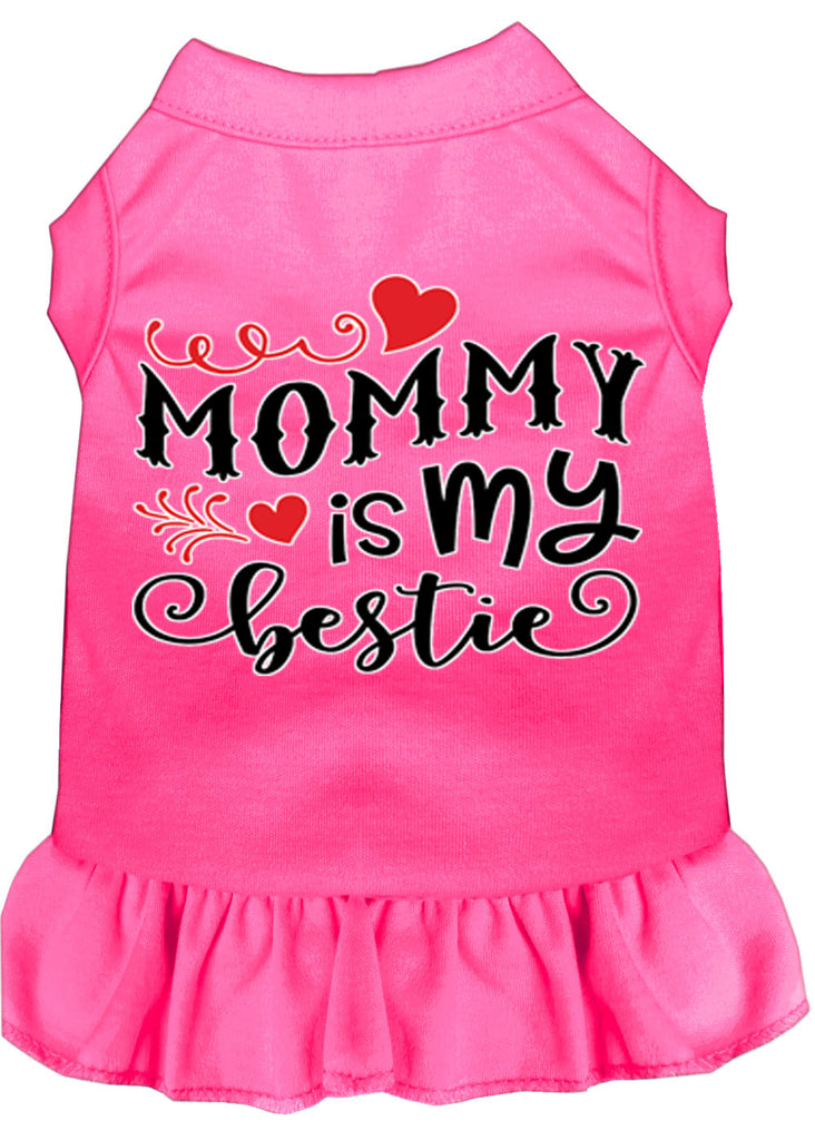 Mommy Is My Bestie Screen Print Dog Dress Bright Pink Xs (8)