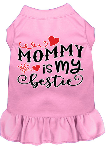 Mommy Is My Bestie Screen Print Dog Dress Light Pink Med (12)