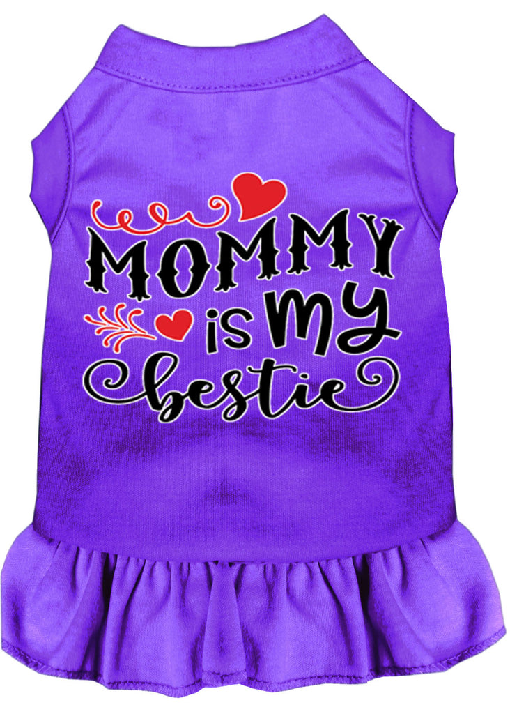 Mommy Is My Bestie Screen Print Dog Dress Purple Med (12)