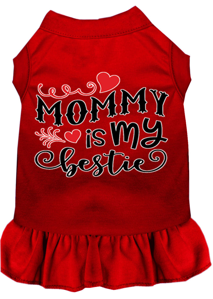 Mommy Is My Bestie Screen Print Dog Dress Red 4x (22)