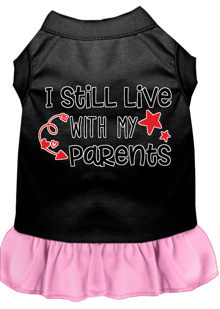 Still Live With My Parents Screen Print Dog Dress Black With Light Pink Med (12)