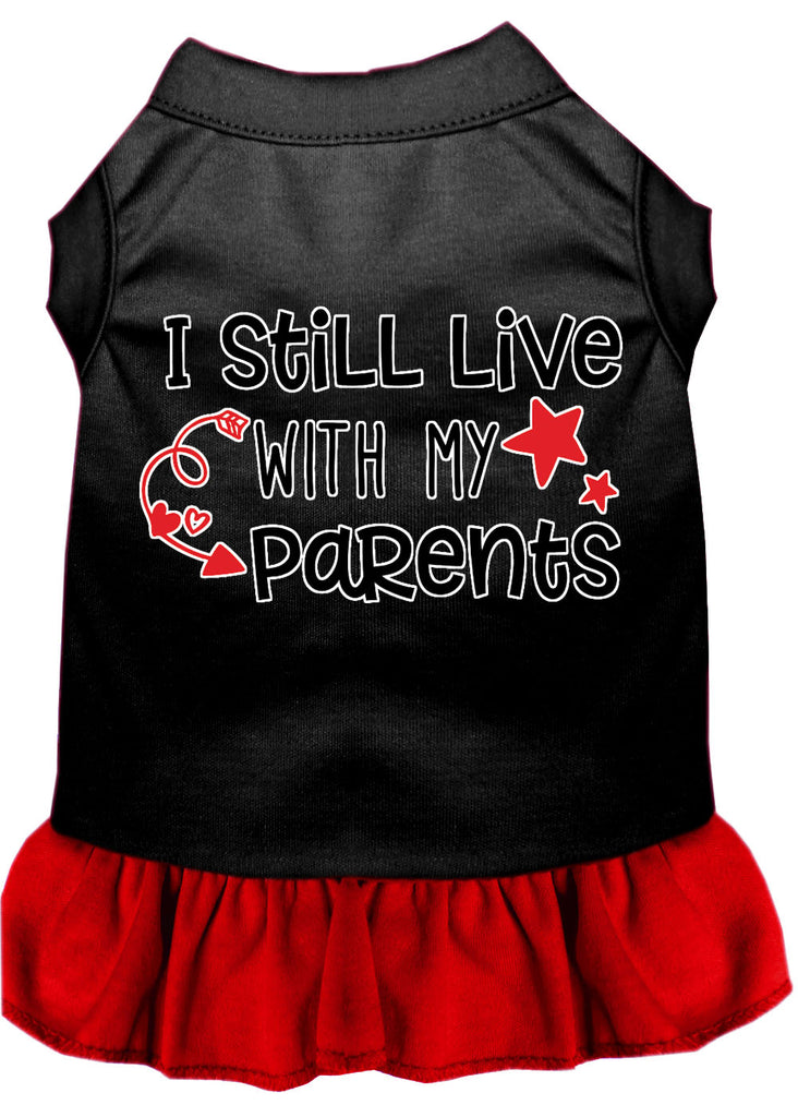 Still Live With My Parents Screen Print Dog Dress Black With Red Lg (14)