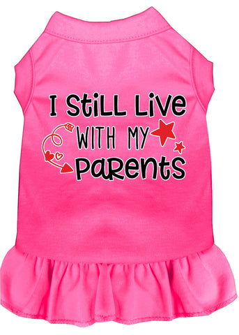 Still Live With My Parents Screen Print Dog Dress Bright Pink Med (12)