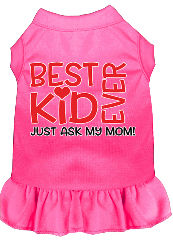 Ask My Mom Screen Print Dog Dress Bright Pink Med (12)