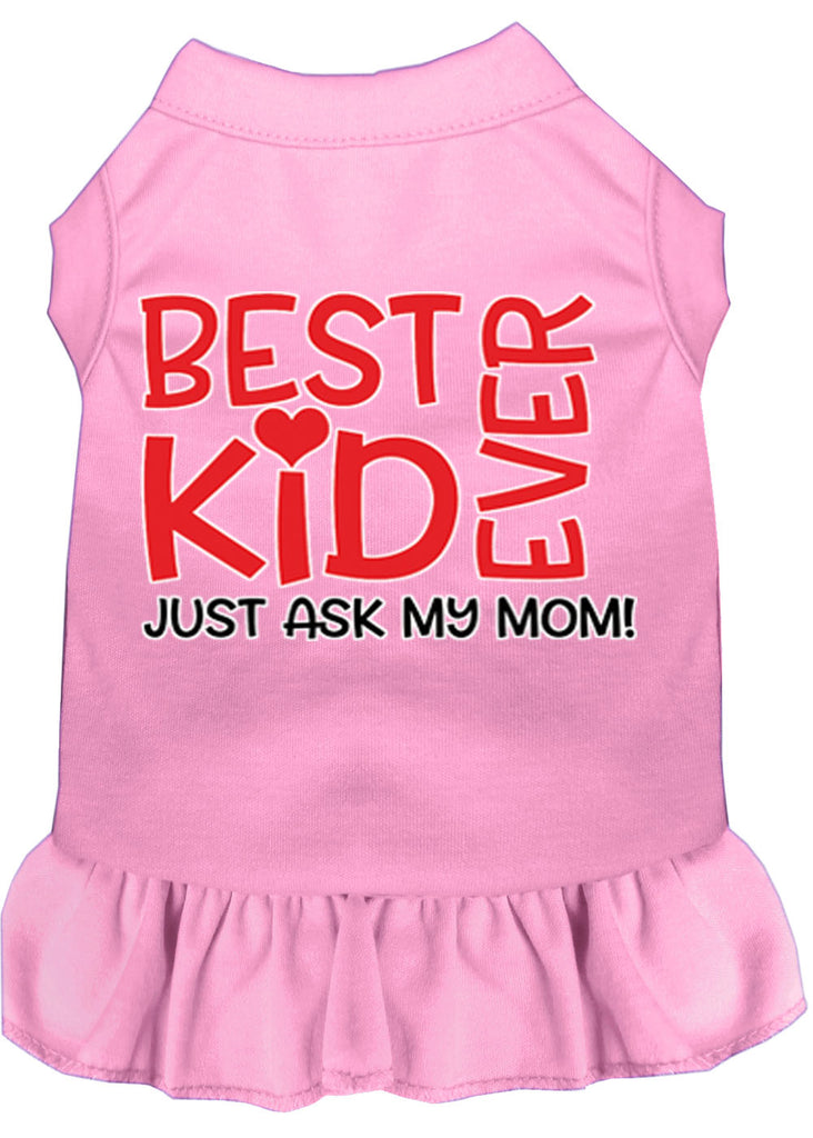 Ask My Mom Screen Print Dog Dress Light Pink Med (12)