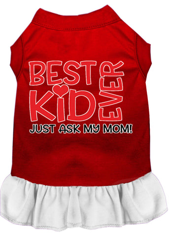 Ask My Mom Screen Print Dog Dress Red With White Med (12)