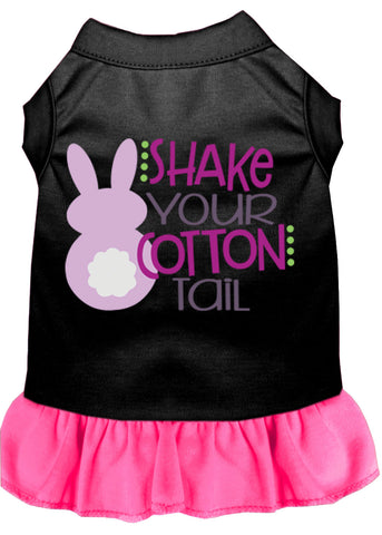 Shake Your Cotton Tail Screen Print Dog Dress Black With Bright Pink Med (12)