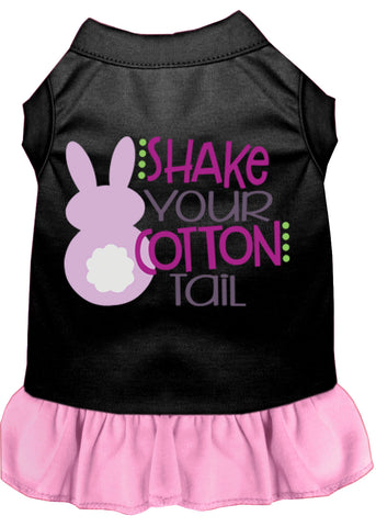 Shake Your Cotton Tail Screen Print Dog Dress Black With Light Pink Lg (14)