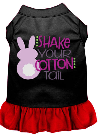 Shake Your Cotton Tail Screen Print Dog Dress Black With Red Lg (14)