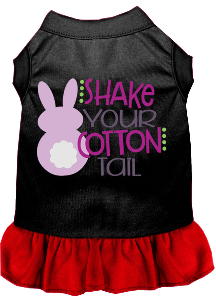 Shake Your Cotton Tail Screen Print Dog Dress Black With Red Med (12)