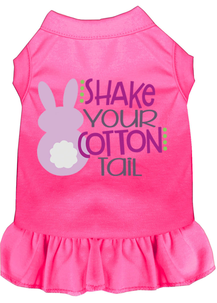 Shake Your Cotton Tail Screen Print Dog Dress Bright Pink Lg (14)