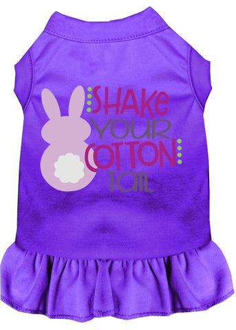 Shake Your Cotton Tail Screen Print Dog Dress Purple 4x (22)