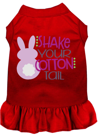 Shake Your Cotton Tail Screen Print Dog Dress Red 4x (22)