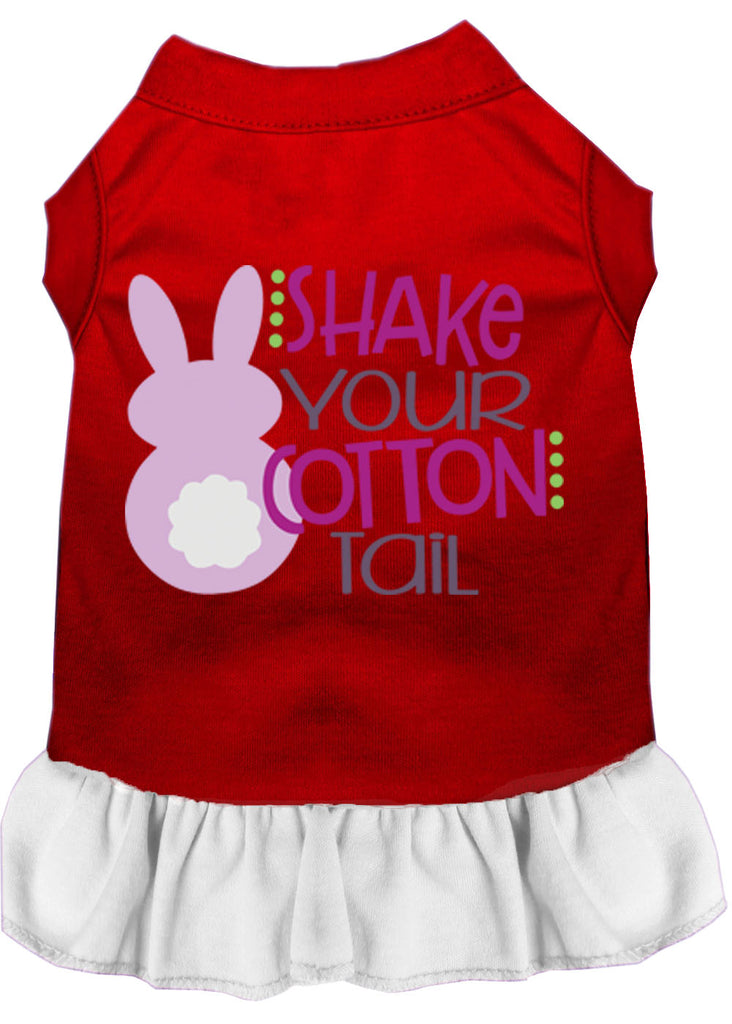 Shake Your Cotton Tail Screen Print Dog Dress Red With White Med (12)