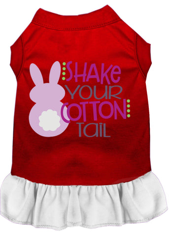 Shake Your Cotton Tail Screen Print Dog Dress Red With White Xxl (18)