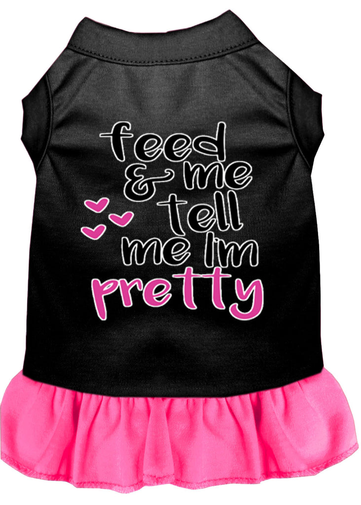 Tell Me I'm Pretty Screen Print Dog Dress Black With Bright Pink Lg (14)