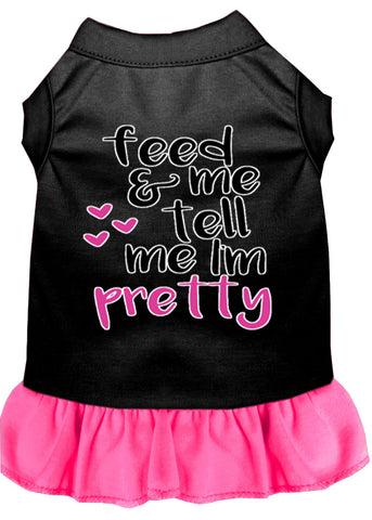 Tell Me I'm Pretty Screen Print Dog Dress Black With Bright Pink Sm (10)